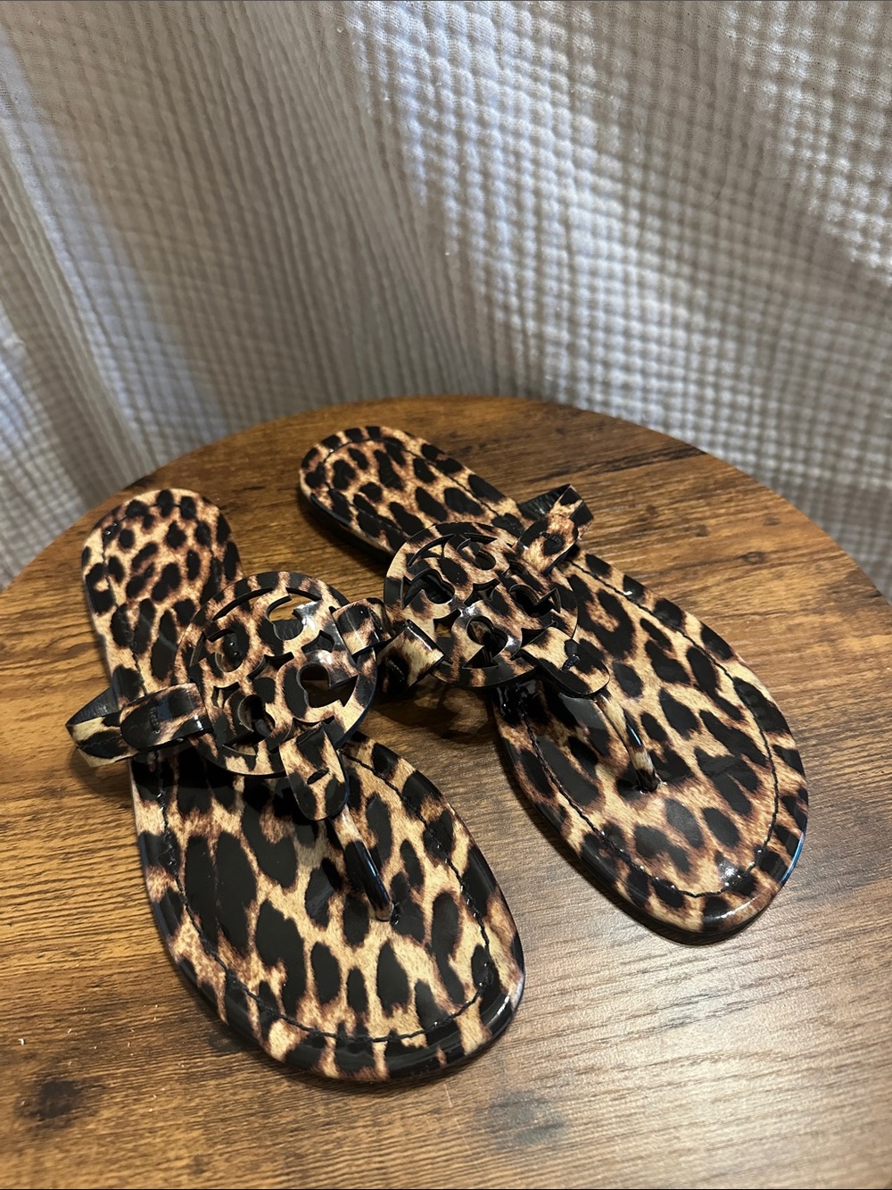 Tory Burch Miller Patent Leopard Sandals - Picture 2 of 3